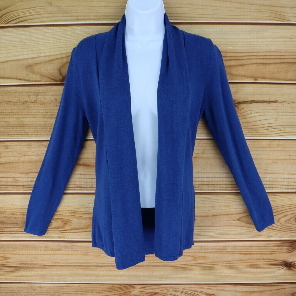 Falls Creek Cardigan Sweater Open Front Womens Size S‎ Deep Blue SOFT STRETCH